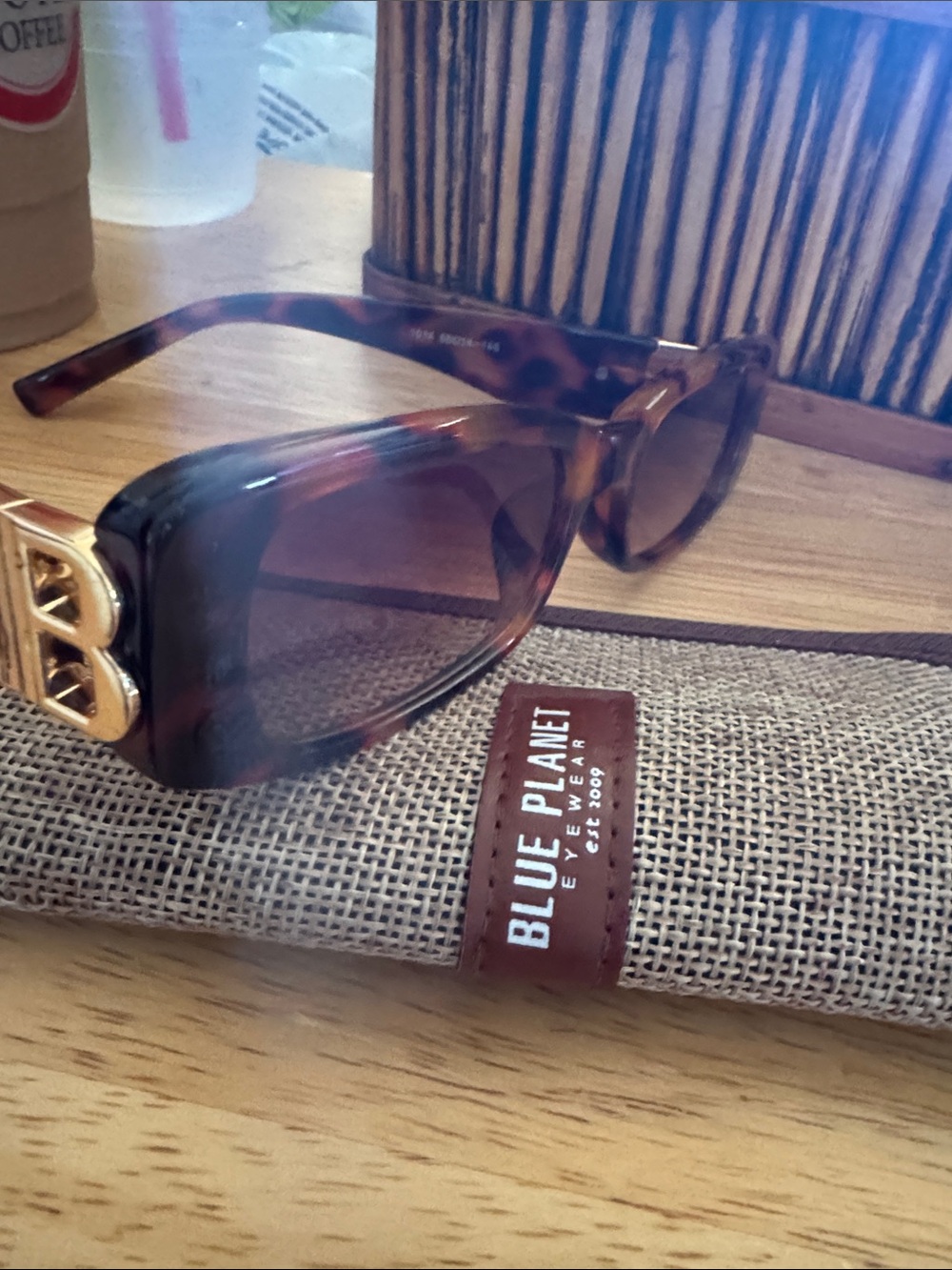 Balenciaga sunglasses Tortoiseshell Sunglasses with Blu planet Case